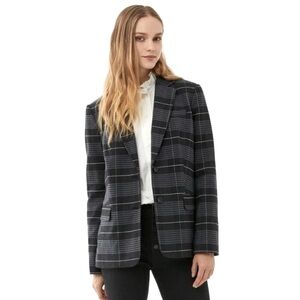 Sz 2XL Free Assembly Grey & Black Plaid Boyfriend Blazer Jacket Y2K Academia